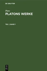 Plato: Platons Werke. Teil 1, Band 1_cover