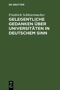 Gelegentliche Gedanken über Universitäten in deutschem Sinn_cover