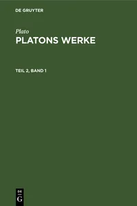 Plato: Platons Werke. Teil 2, Band 1_cover