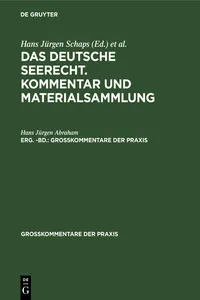 Georg Abraham: Das deutsche Seerecht. Kommentar und Materialsammlung. Erg. -Bd._cover