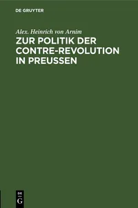 Zur Politik der Contre-Revolution in Preußen_cover