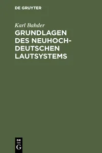 Grundlagen des neuhochdeutschen Lautsystems_cover