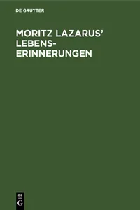 Moritz Lazarus' Lebenserinnerungen_cover