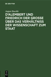 D'Alembert und Friedrich der Große über das Verhältniß der Wissenschaft zum Staat_cover