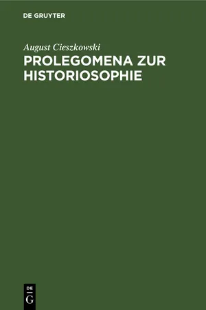 Prolegomena zur Historiosophie