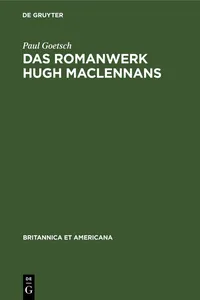 Das Romanwerk Hugh MacLennans_cover