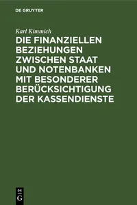 Die finanziellen Beziehungen zwischen Staat und Notenbanken mit besonderer Berücksichtigung der Kassendienste_cover