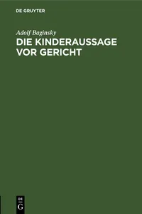 Die Kinderaussage vor Gericht_cover