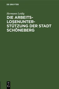 Die Arbeitslosenunterstützung der Stadt Schöneberg_cover