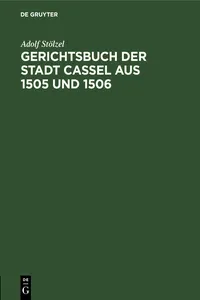 Gerichtsbuch der Stadt Cassel aus 1505 und 1506_cover