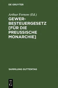 Gewerbesteuergesetz [für die Preussische Monarchie]_cover