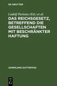 Das Reichsgesetz, betreffend die Gesellschaften mit beschränkter Haftung_cover