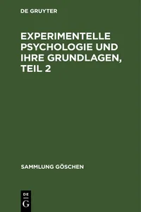 Experimentelle Psychologie und ihre Grundlagen, Teil 2_cover