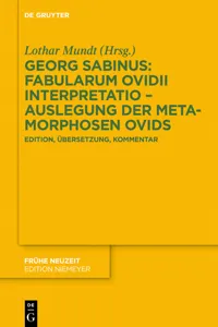 Georg Sabinus: Fabularum Ovidii interpretatio – Auslegung der Metamorphosen Ovids_cover