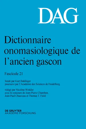 Dictionnaire onomasiologique de l'ancien gascon (DAG). Fascicule 21