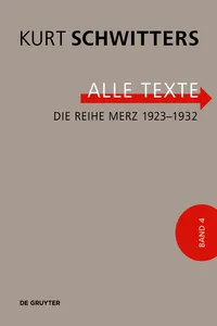 Die Reihe Merz 1923–1932_cover