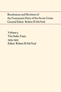 Resolutions and Decisions of the Communist Party of the Soviet Union, Volume 3_cover