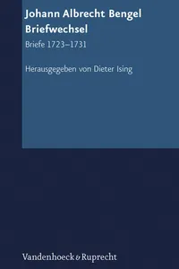 Johann Albrecht Bengel: Briefwechsel_cover