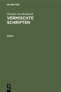 Theodor von Bernhardi: Vermischte Schriften. Band 1_cover