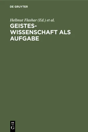 Geisteswissenschaft als Aufgabe