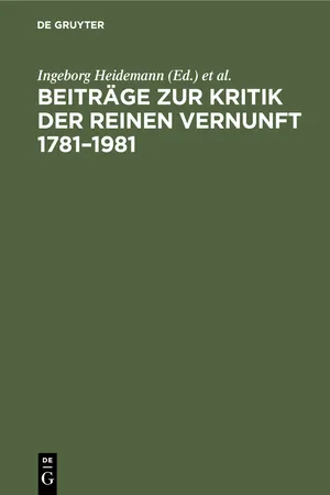 Beiträge zur Kritik der reinen Vernunft 1781–1981