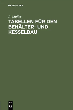 Tabellen für den Behälter- und Kesselbau