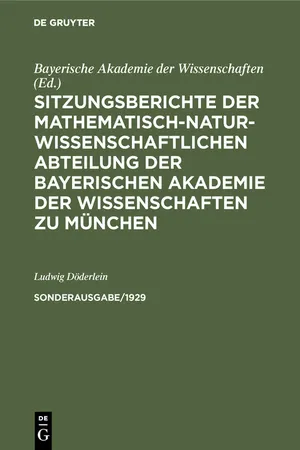 Sitzungsberichte der Mathematisch-Naturwissenschaftlichen Abteilung der Bayerischen Akademie der Wissenschaften zu München. Sonderausg. 1/1929