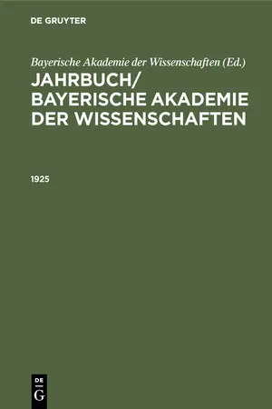 Jahrbuch/ Bayerische Akademie der Wissenschaften. 1925