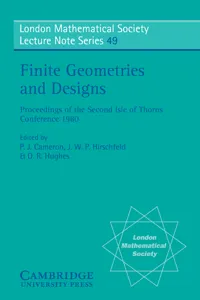 Finite Geometries and Designs_cover