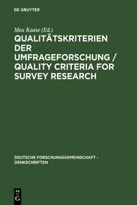 Qualitätskriterien der Umfrageforschung / Quality Criteria for Survey Research_cover