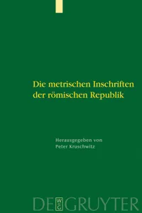 Die metrischen Inschriften der römischen Republik_cover