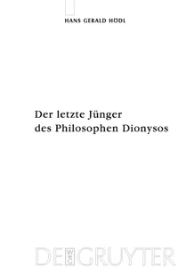 Der letzte Jünger des Philosophen Dionysos_cover