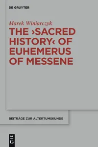 The "Sacred History" of Euhemerus of Messene_cover