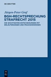BGH-Rechtsprechung Strafrecht 2015_cover