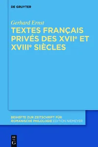 Textes français privés des XVIIe et XVIIIe siècles_cover