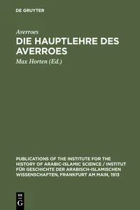 Die Hauptlehre des Averroes_cover