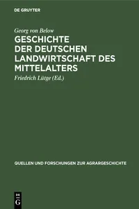 Geschichte der deutschen Landwirtschaft des Mittelalters_cover