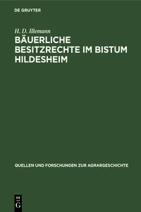 Bäuerliche Besitzrechte im Bistum Hildesheim_cover