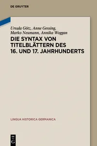 Die Syntax von Titelblättern des 16. und 17. Jahrhunderts_cover