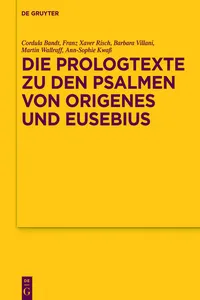 Die Prologtexte zu den Psalmen von Origenes und Eusebius_cover