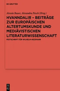 Hvanndalir – Beiträge zur europäischen Altertumskunde und mediävistischen Literaturwissenschaft_cover