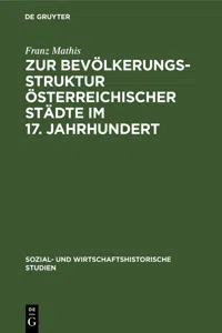 Zur Bevölkerungsstruktur österreichischer Städte im 17. Jahrhundert_cover