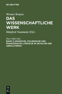 Spanische, italienische und französische Literatur im Zeitalter des Absolutismus_cover