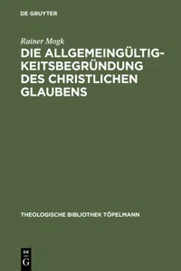 Die Allgemeingültigkeitsbegründung des christlichen Glaubens_cover