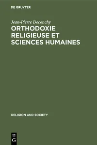 Orthodoxie religieuse et sciences humaines_cover