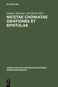 Nicetae Choniatae Orationes et Epistulae_cover