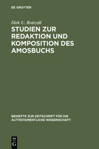 Studien zur Redaktion und Komposition des Amosbuchs_cover