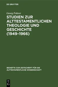 Studien zur alttestamentlichen Theologie und Geschichte_cover