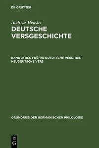 Der frühneudeutsche Vers. Der neudeutsche Vers_cover