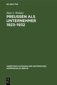 Preußen als Unternehmer 1923–1932_cover